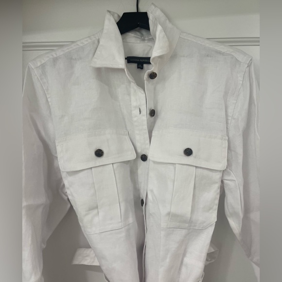White linen safari Banana Republic Dress, XL NWT - Picture 3 of 6